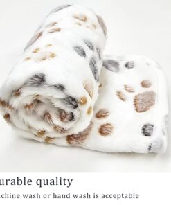 1 Pack 3 Blankets Super Soft Fluffy Premium Fleece Pet Blanket Flannel Paw Printed Throw for Dog Puppy Cat (Small 23x16'', Brown, Pink, White)