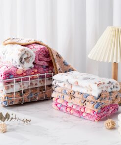 1 Pack 3 Blankets Super Soft Fluffy Premium Fleece Pet Blanket Flannel Paw Printed Throw for Dog Puppy Cat (Small 23x16'', Purple, Pink, Green)