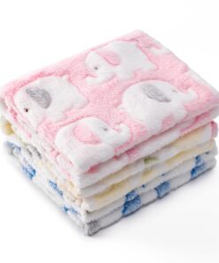 1 Pack 3 Blankets Super Soft Fluffy Premium Fleece Pet Blanket Flannel Paw Printed Throw for Dog Puppy Cat (Small 23x16'', Purple, Pink, Green)