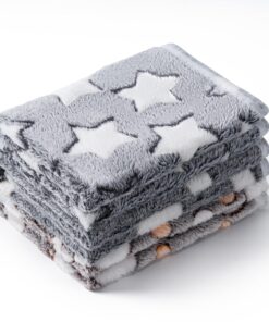 1 Pack 3 Blankets Super Soft Fluffy Premium Fleece Pet Blanket Flannel Paw Printed Throw for Dog Puppy Cat (Small 23x16'', Purple, Pink, Green)
