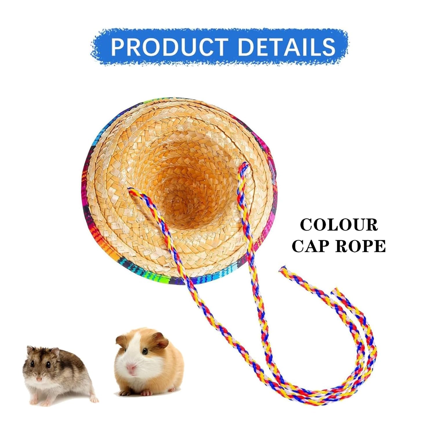 1 PCS Bearded Dragon Hat Funny Pet Straw Hat Mini Straw Hat with Accessories for Reptile HamsterLeopard Gecko