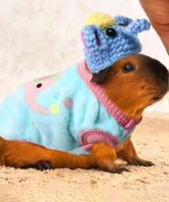 10 Pcs Guinea Pig Clothes, 5 Guinea Pig Costume Outfit, 5 Mini Hat with Adjustable Strap XS Size for Chubby Guineas Pigs Rabbits Hamsters Bearded Dragons Holiday Party Outfits...