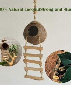 10PCS Crested Gecko Tank Accessories, Reptile Plants Bridge Vines, Coconut Shell with Ladder for Lizard, Chameleon Cage, Snakes, Hermit Crab, Leopard Gecko Tank Accessories,...