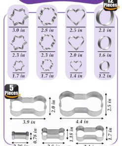 123 Pcs Homemade Dog Treat Molds & Cutters, Including 2 Silicone Dog Molds, 5+12 Cookie Cutters, 4 Recipe Cards, 50 Treat Bags & 50 Gold Twist Ties