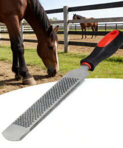 13 Inches Hoof Rasp,Farrier Rasp,Farrier Tools,Professional Carbon Steel Farrier File Tool with Rubber Handle,Heavy Duty Trimming Tool for Horses,Cattle,Goats,and Donkeys