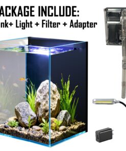 1.5 Gallon Fish Tank Starter Kits, Nano Glass Aquarium with Filter, Led Light for Aquascape DIY Small Betta Fish Tank