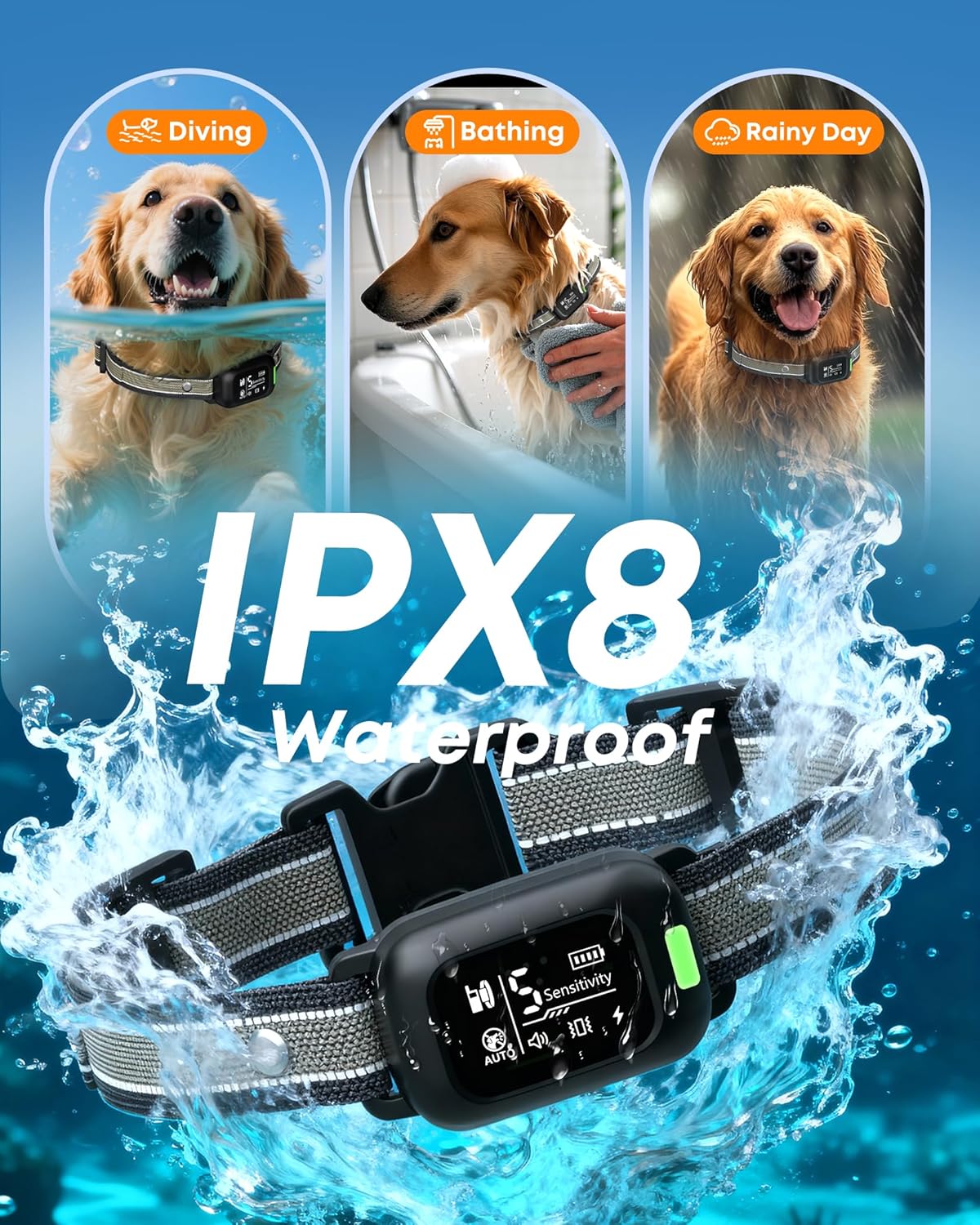 2-in-1 Dog Bark & Shock Collar – 4500FT Dog Training Collar with Remote, 3 Training Modes & LED Light, IPX8 Waterproof E Collars with Anti-Barking for Small Medium Large Dog...