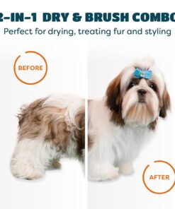 2-in-1 Dog Dryer with Slicker Brush for Small Dogs and Cats, Pet Hair Dryer, Dog Blow Dryer for Grooming with 300 Watts, 75-85 dB, Adjustable Temperature, Overheat Protection