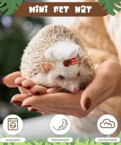2 Pack Bearded Dragon Chef Hats - Small Animal Cotton Cooking Chef Cap with Adjustable Strap Halloween Costume Outfit Prop Clothes Accessories for Reptile Hamster Rat Leopard...