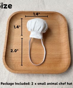 2 Pack Bearded Dragon Chef Hats - Small Animal Cotton Cooking Chef Cap with Adjustable Strap Halloween Costume Outfit Prop Clothes Accessories for Reptile Hamster Rat Leopard...