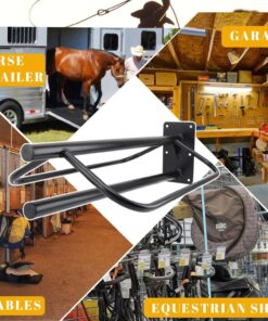 2 Pack Saddle Rack with Pad Bar,Heavy Duty Wall Mounted Saddle Stand Saddle Pad Rack for English Western Saddles Horses Blanket,Black