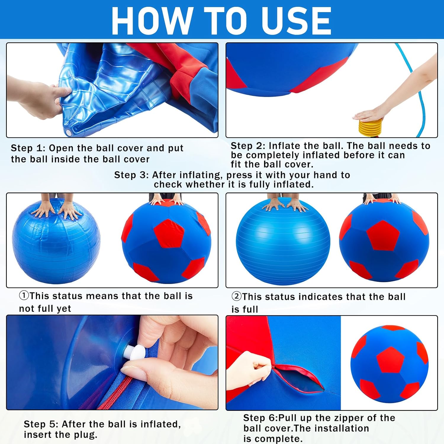 2 Pcs 40 Inch Horse Ball Covers Please Watch VCR for How to Inflation Mega Herding Play Covers for Horse Herding Ball (Vibrant Style)