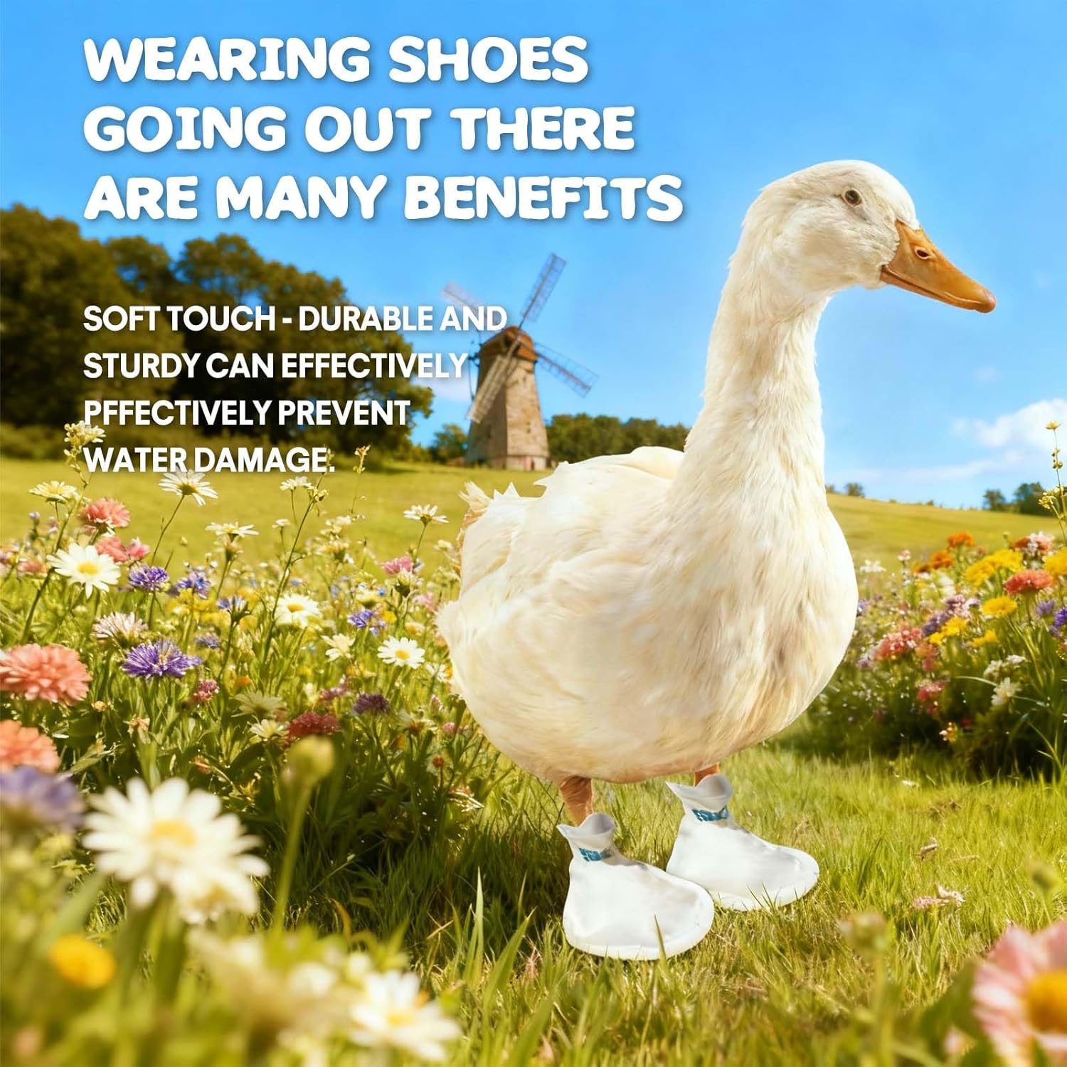 20-Pack Disposable Duck Booties with Self-Adhesive Bandages,Protective Foot Covers for Ducks & Waterfowl,Pet Care Supplies (Yellow)