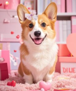 20 PCS Cute Dog Hair Bows with Rubber Bands Elastic Handmade Mix Style Lace Rhinestone Pearls for Furry Puppy Cat Pet Girl, Pink