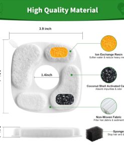 24 Pcs Cat Water Fountain Filter,12 Pack Filters & 12 Pack Pre-Filter Sponges, Compatible with 95oz/2.8L Pet Fountain
