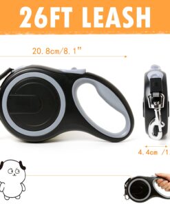 26Ft Retractable Dog Leash, Heavy Duty Great Leash for Dog up to 110 lbs, Anti-Slip Rubberized Handle, One-Handed Brake, Strong Nylon Tape, Tangle Free(Large Size).
