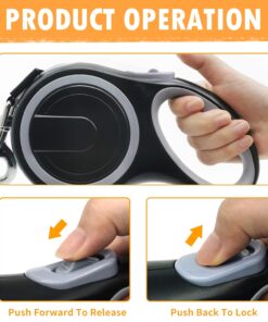 26Ft Retractable Dog Leash, Heavy Duty Great Leash for Dog up to 110 lbs, Anti-Slip Rubberized Handle, One-Handed Brake, Strong Nylon Tape, Tangle Free(Large Size).
