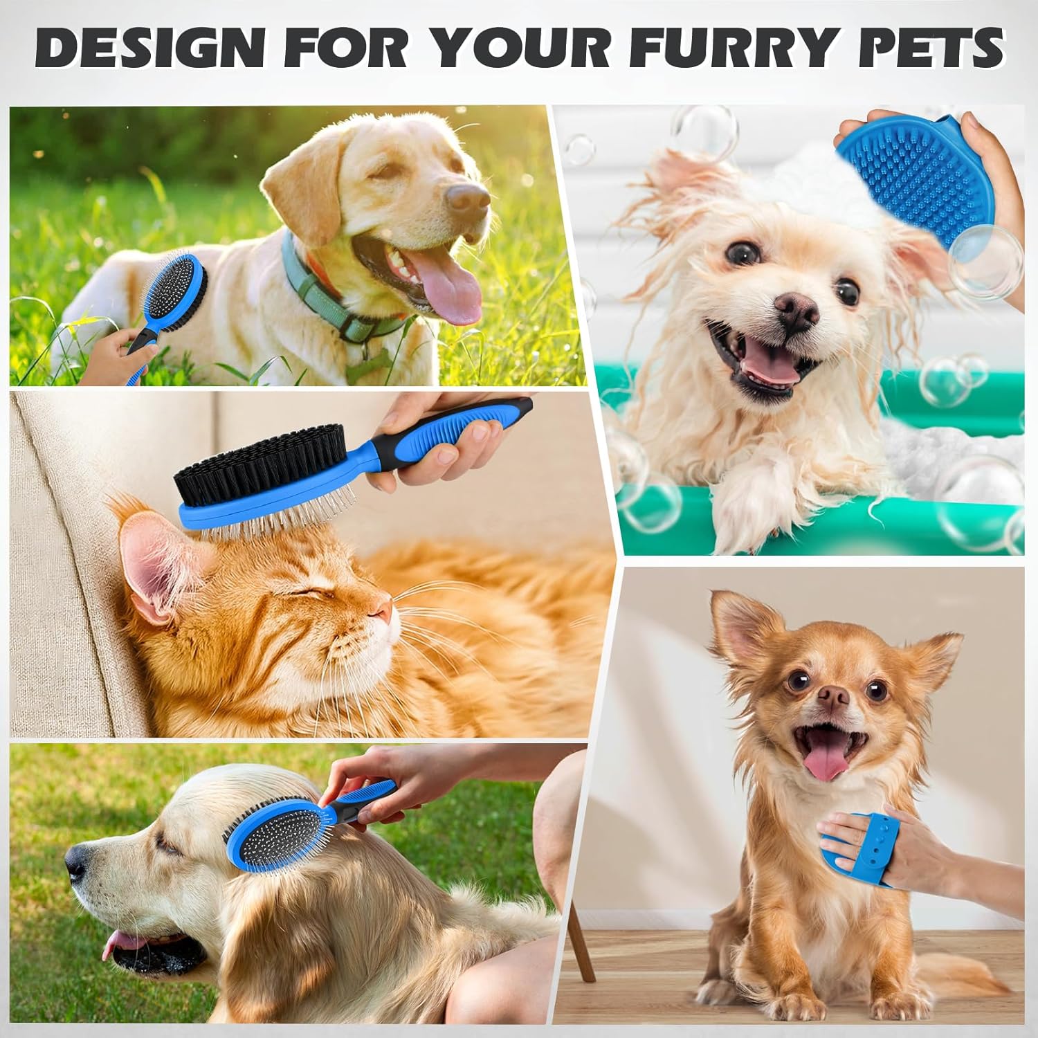 2PCS Pet Grooming Tools - Double-Sided Brush for Shedding and Bathing, Suitable for Short/Long Haired Dogs Cats and Horses, Deshedding Dog Brush, Mane & Tail Combs for Horses -...
