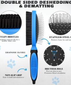 2PCS Pet Grooming Tools - Double-Sided Brush for Shedding and Bathing, Suitable for Short/Long Haired Dogs Cats and Horses, Deshedding Dog Brush, Mane & Tail Combs for Horses -...