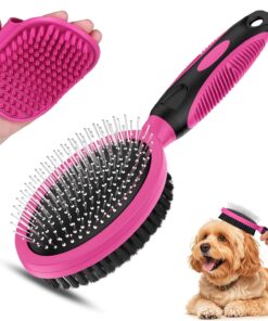2PCS Pet Grooming Tools - Double-Sided Brush for Shedding and Bathing, Suitable for Short/Long Haired Dogs Cats and Horses, Deshedding Dog Brush, Mane & Tail Combs for Horses -...