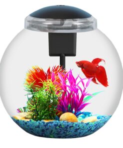 3-Gallon Fish Tank, Aquarium Starter Kit Includes Power Filter, LED Light with 5V Power Supply, and Full Hood, Ideal for Betta and a Variety of Tropical Fish, Impact-Resistant...