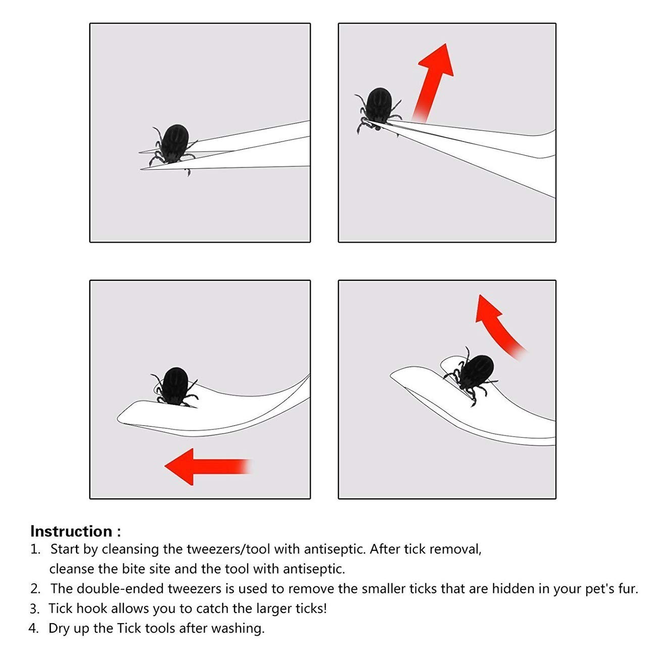 3 Pack Tick Remover Tool Set Stainless Steel Tick Remover Kit for Cats and Dogs