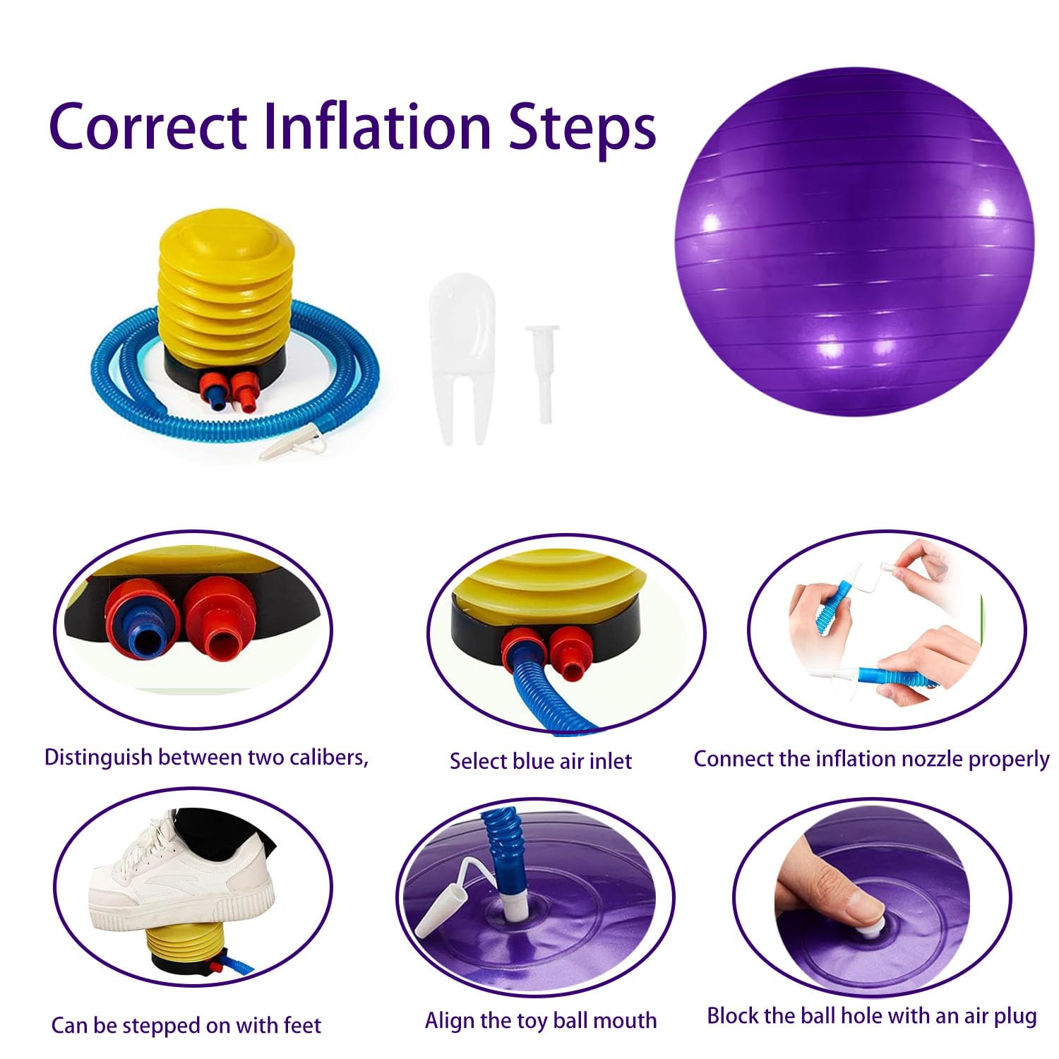 3 Pieces Pet Goat Ball Lamb Toy Horse Ball Dog Training Exercise Ball Toy with Inflator Pump for Pet Dogs Goats Horses to Play in Outdoor Entertainment (Red, Blue, Purple)