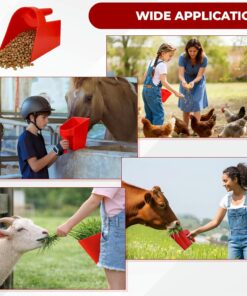 3 Quart Enclosed Feed Scoop Livestock – 2 Pack Stackable Pet Food Red Scoops, Durable Super Heavy-Duty Plastic Grain Scooper for Dog, Cat Litter, Flour, Rice, Chicken, Garden...
