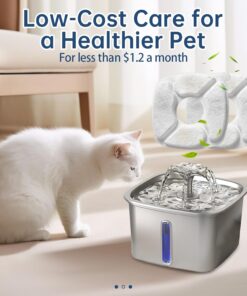 32 Pcs Cat Water Fountain Replacement Filters-16 Pack Cat Fountain Filters with 16 Pack Sponges, Enhanced Compatibility Pet Fountain Filter Fit for 95oz/2.8L 135oz/4L 67oz/2L...