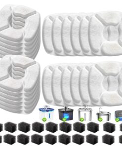 32 Pcs Cat Water Fountain Replacement Filters-16 Pack Cat Fountain Filters with 16 Pack Sponges, Enhanced Compatibility Pet Fountain Filter Fit for 95oz/2.8L 135oz/4L 67oz/2L...