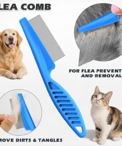 3PCS Pet Grooming Rake & Metal Comb & Flea Comb for Cats and Dogs, Double-Sided Dematting Tool, Extra-Wide Deshedding Dog Brush for Long Hair to Effectively Remove Tangles,...