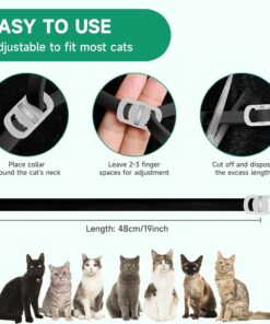 4 Pack Cat Flea Collars, Cat Flea and Tick Treatment, 32 Months Protection Flea and Tick Prevention for Cats, Waterproof Flea Collar for Cats, Black