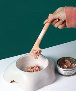 4 PACK Pet Food Can Supplies Mixing Spoons Canned Scoop for Cat Dog Feeding and Wet Storage (Pink + Gray)