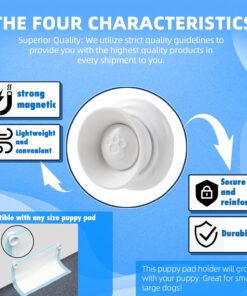 (4-Pack) Potty Training Pad Magnetic Holder Compatible with Any Size of Puppy Pee Pads Perfect for Leg-Lifting Marking Dogs, Strong Magnets Will Stick on Most Flat Surfaces -...