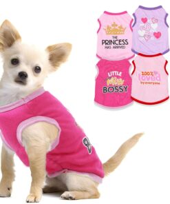4 Pieces Chihuahua Clothes Cute Dog Clothes for Small Dogs Girl Puppy Shirt Yorkie Clothes Soft Pink Extra Small Dog Pet Clothing Comfortable XXS