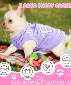 4 Pieces Dog Clothes for Small Dogs Girl Soft Puppy Shirt Cute Chihuahua Teacup Dog Clothes Female Dog Shirts Breathable Pet Clothing Pink Girl Doggie Clothes (XX-Small)