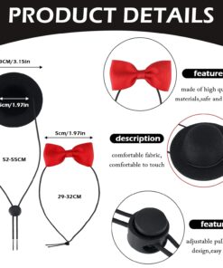 4 Sets 8 Pieces Guinea Pig Clothes Small Animal Bow Ties Pet Hats Outfit Suit Cosplay Cool Kawaii Pet Black Hat for Hamster Ferret Rats Puppy Kitten Hedgehog Bearded Dragon