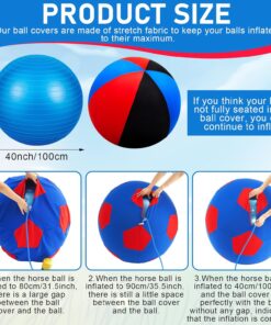 40 Inch Giant Herding Ball with Cover Anti Burst Ball Please Watch VCR for How to Inflation Horse Toys for Horses Stall Entertainment Play, Pump Included(Red, Red, Black, Stylish)