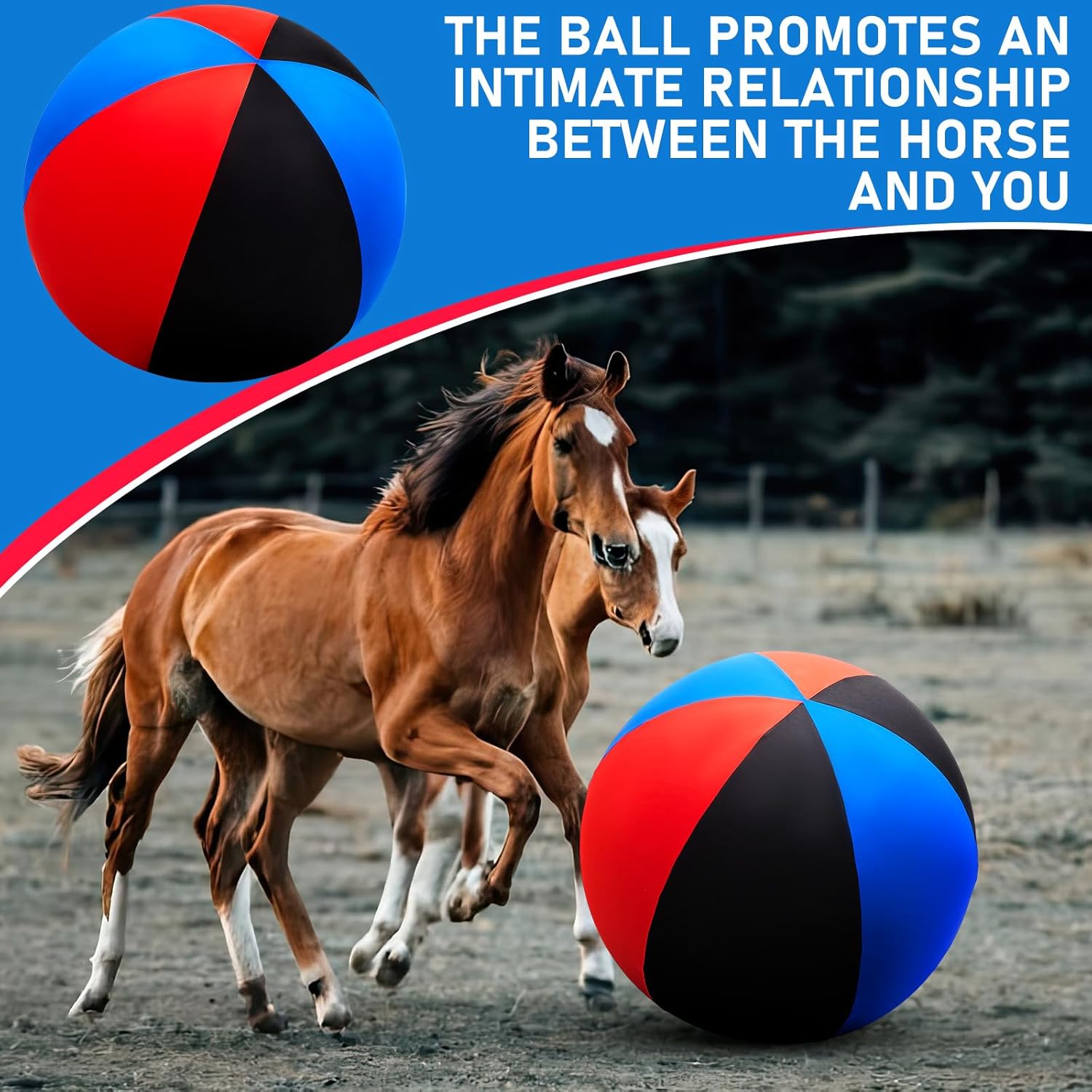 40 Inch Giant Herding Ball with Cover Anti Burst Ball Please Watch VCR for How to Inflation Horse Toys for Horses Stall Entertainment Play, Pump Included(Red, Red, Black, Stylish)