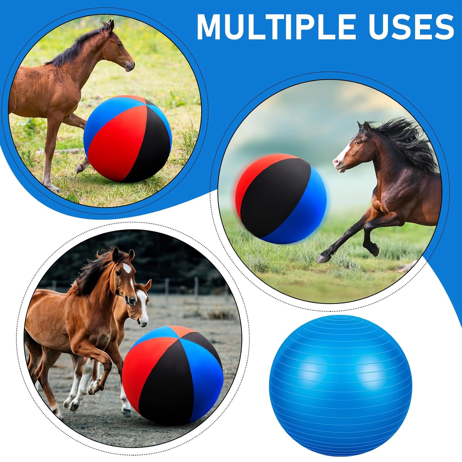 40 Inch Giant Herding Ball with Cover Anti Burst Ball Please Watch VCR for How to Inflation Horse Toys for Horses Stall Entertainment Play, Pump Included(Red, Red, Black, Stylish)