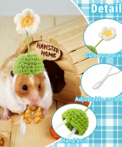 44 Pcs Hamster Hats with Scarf Set, Small Animal Hats Bulk Guinea Pig Costume Accessories Cute Tiny Mini Knitted Gift for Small Animals Pets Snakes Lizards Hedgehog Holiday Party