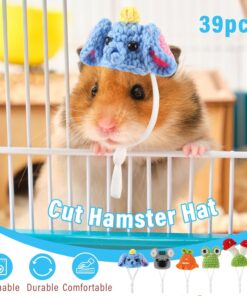 44 Pcs Hamster Hats with Scarf Set, Small Animal Hats Bulk Guinea Pig Costume Accessories Cute Tiny Mini Knitted Gift for Small Animals Pets Snakes Lizards Hedgehog Holiday Party