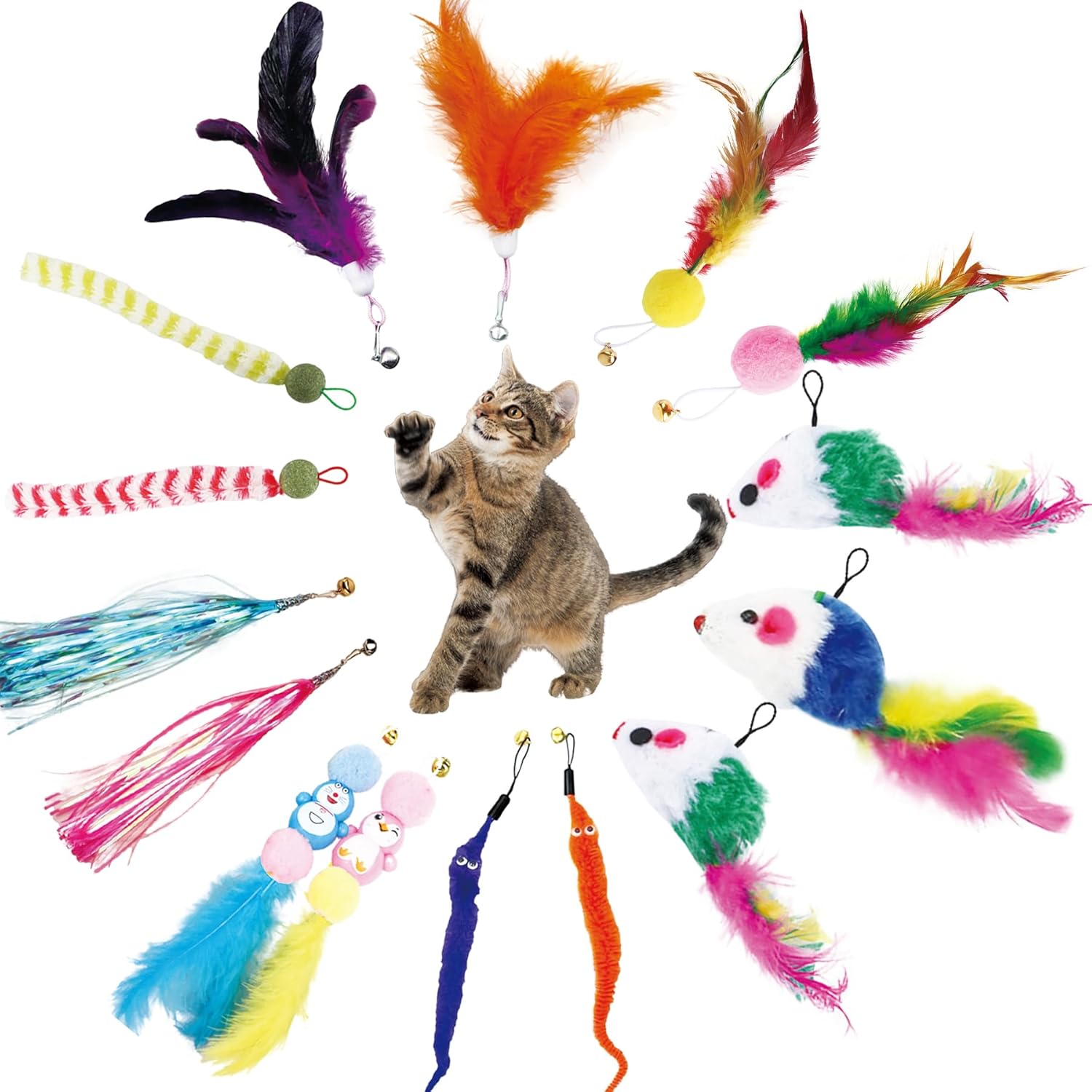 46 PCS Cat Toys for Indoor Cats, Kitten Toys with Cat Spring Toy, Mint Catnip with Crinkle Mouse Ball for Indoor Cats Kittens Exercise
