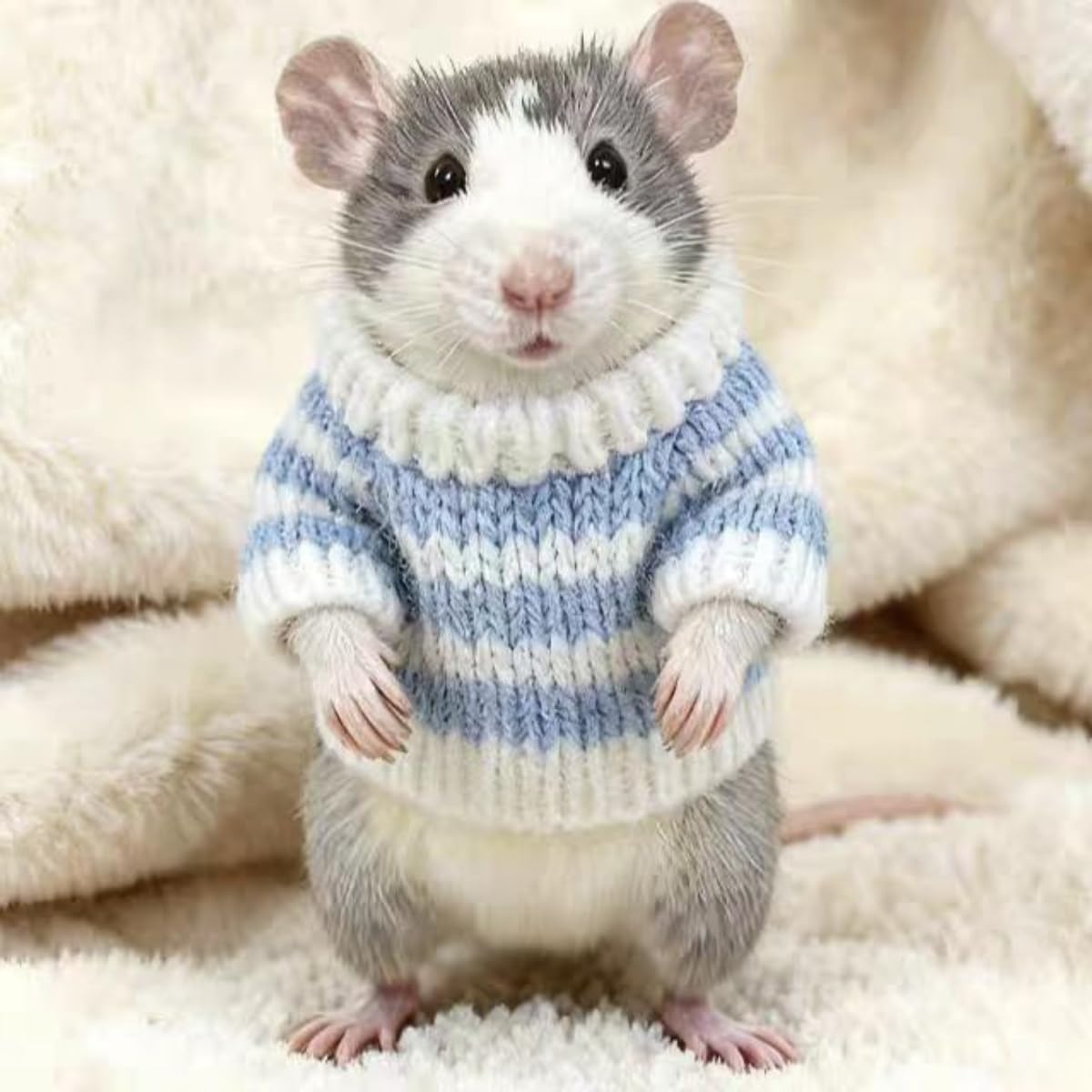 4PCS Hamster Clothes, Cute Small Animal Sweaters for Real Pets, Cute Mini Rat Holiday Costume Party Clothes, for Fun, Photos