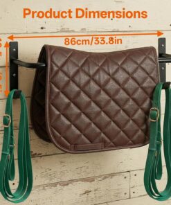 4Pcs Horse lanket Rack with Bridle Hooks, 34 Inch Steel Wall Mounted Removable Horse Blanket Bar, Can be installed on stall doors, Saddle Pad Rack for Hanging Blankets Pads,...