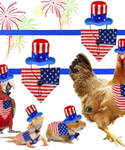 4Pcs Independence Day Bearded Dragon Costume Set - Uncle Sam & American Flag Hats for Bearded Dragons & Lizards