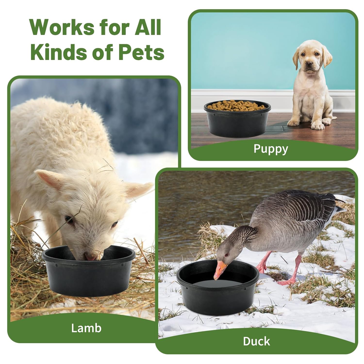 4Pcs Rubber Feed Pan, 1 Gallon Horse Feed Bucket Utility Feed Bucket, 10.6 x 4.1Inches Rubber Bowl Chicken Dust Bath Livestock Water Bowl for Pig Goat Chicken Dogs Farm Small...