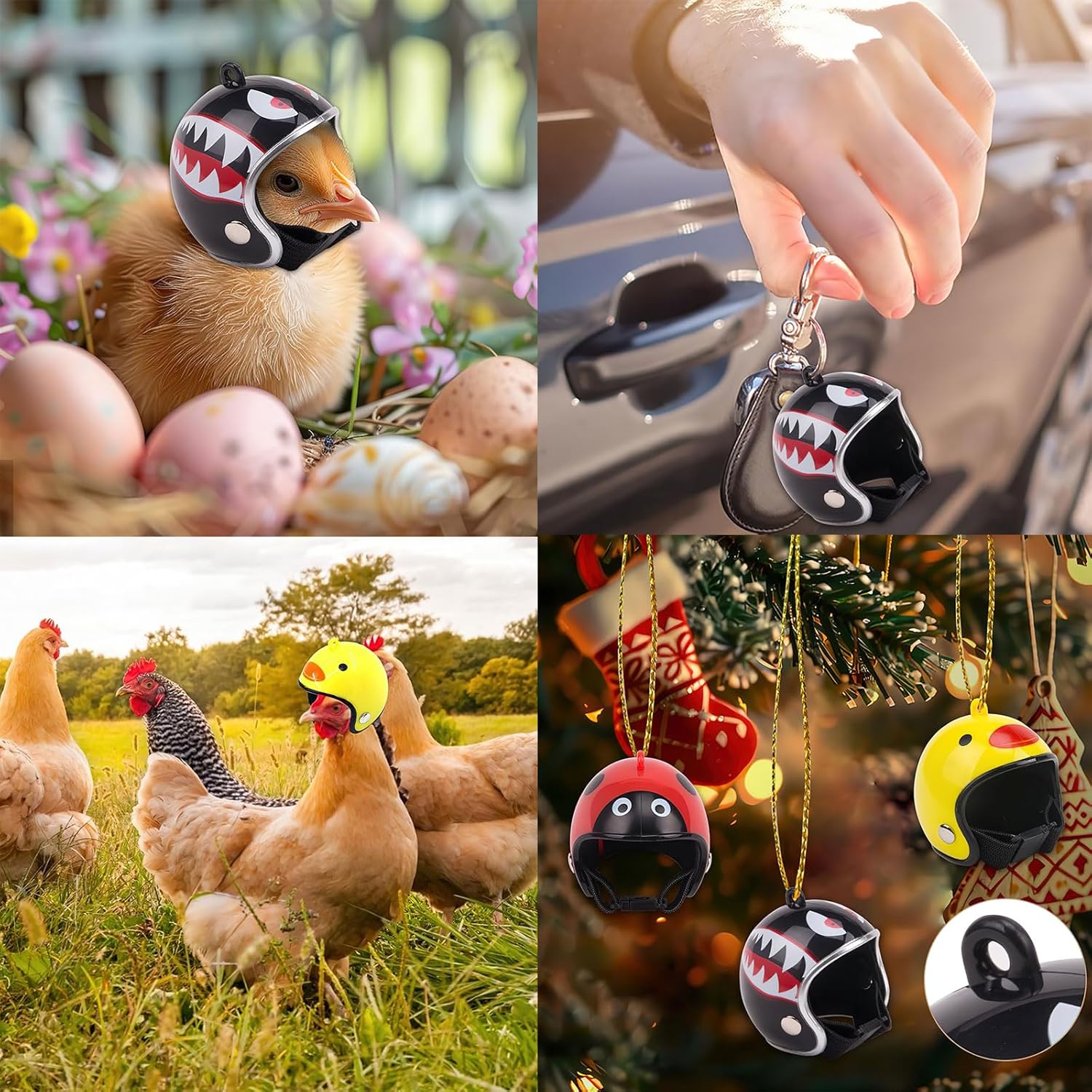 5 Pcs Mini Chicken Helmet, Funny Pet Hat Decorations, Adjustable Elastic Strap Safety Headwear, Chicken Guard Helmets for Rooster Duck Bird Parrot Hamster Poultry Stylish Show...