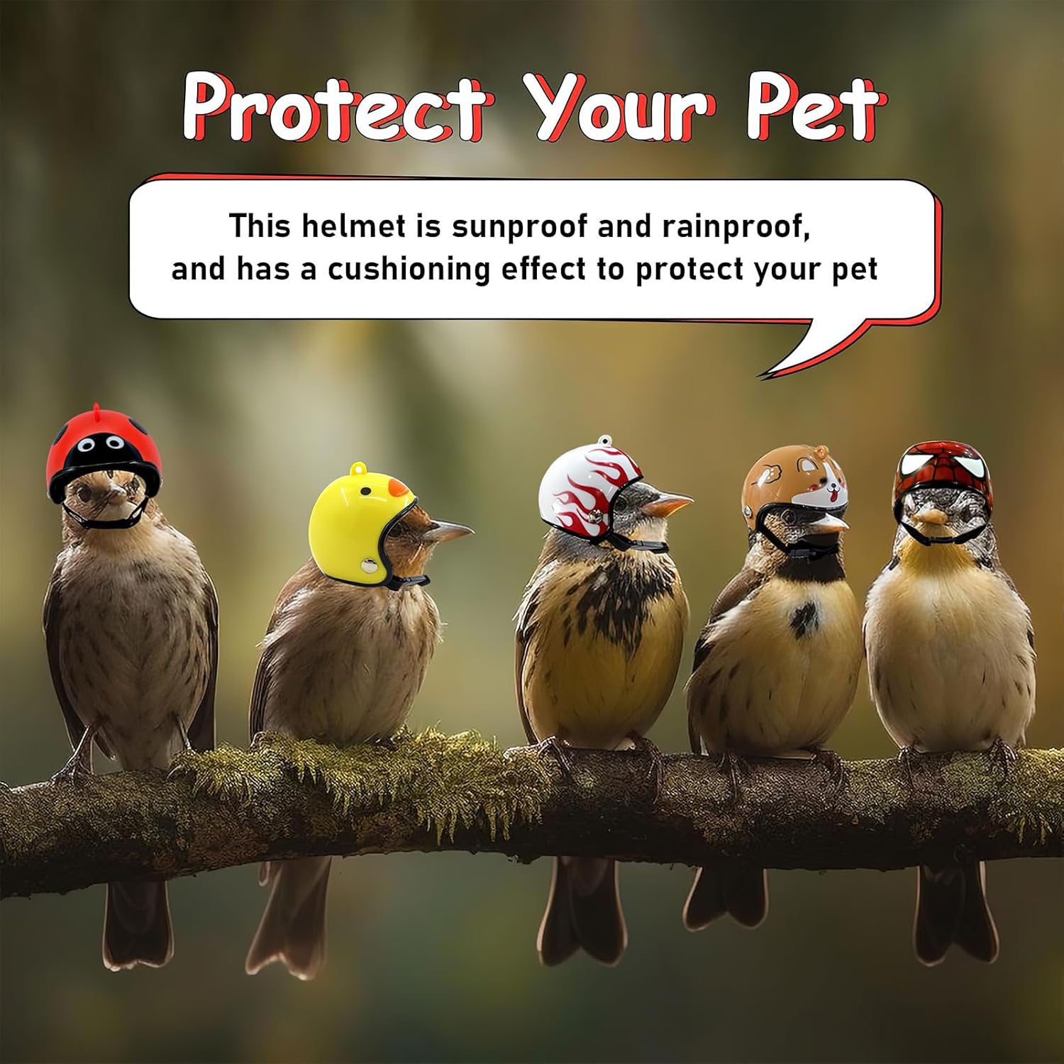 5 Pcs Mini Chicken Helmet, Funny Pet Hat Decorations, Adjustable Elastic Strap Safety Headwear, Chicken Guard Helmets for Rooster Duck Bird Parrot Hamster Poultry Stylish Show...