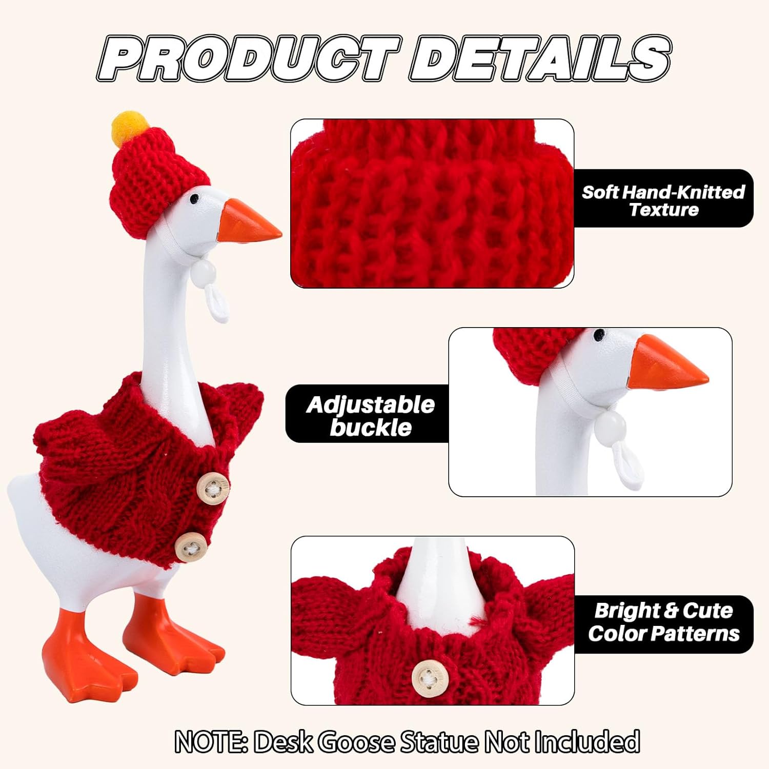 6 Set 7 Inch Desk Goose Outfits Winter Mini Goose Clothes Knitted Sweater with Knitting Hats Cute Holiday Desk Goose Accessories Christmas Decor Gifts for Desktop Geese, Desktop...